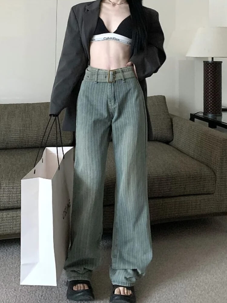 Y2K Pleated Belted Pants