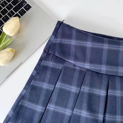 Y2K Pleated Plaid Mini Skort
