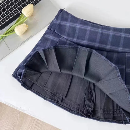 Y2K Pleated Plaid Mini Skort