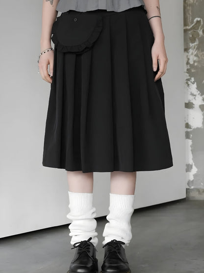 Pleated Midi Skirt with Pockets