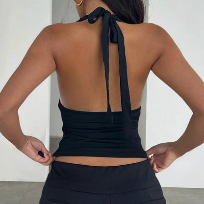Y2K Plunge Halter Top