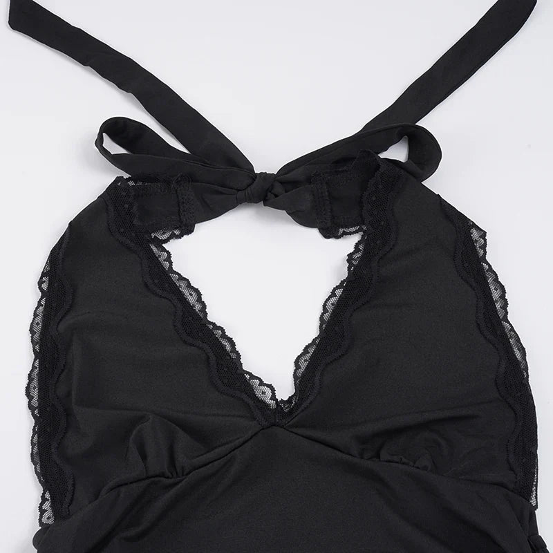 Y2K Plunge Halter Top