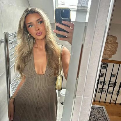 Y2K Plunge Neck Mini Dress