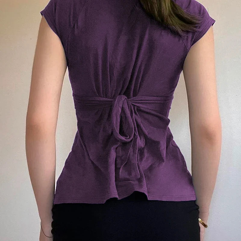 Y2K Plunge Tie Back Top