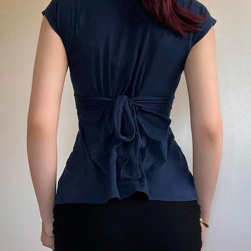 Y2K Plunge Tie Back Top