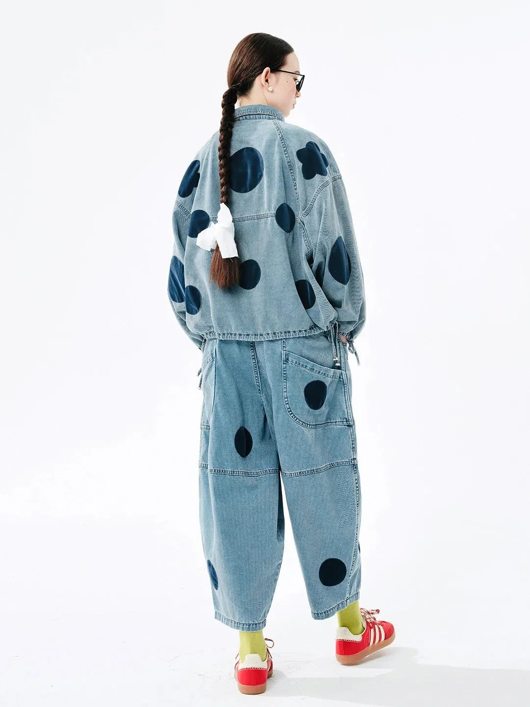 Y2K Polka Dot Denim Jacket