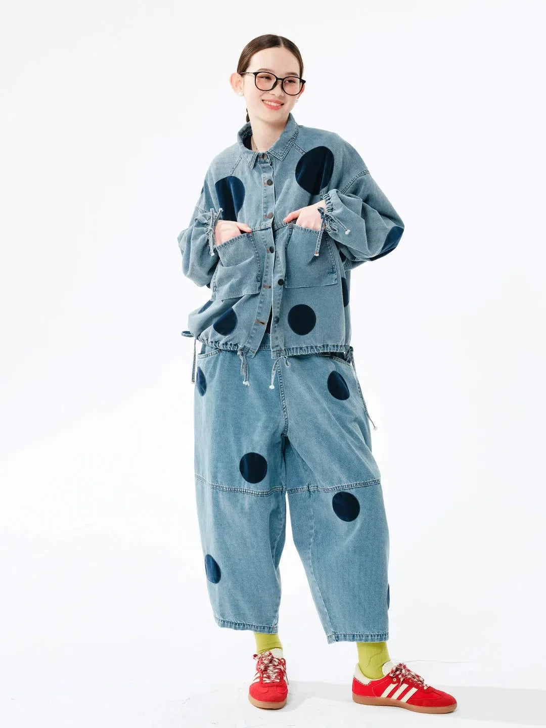 Y2K Polka Dot Denim Jacket