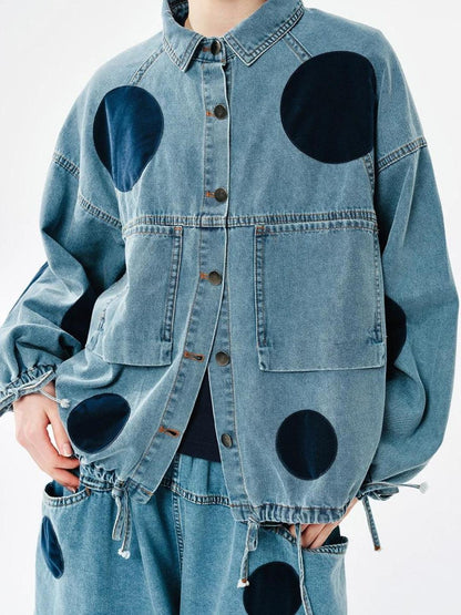 Y2K Polka Dot Denim Jacket