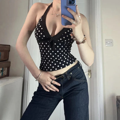 Y2K Polka Dot Halter Top