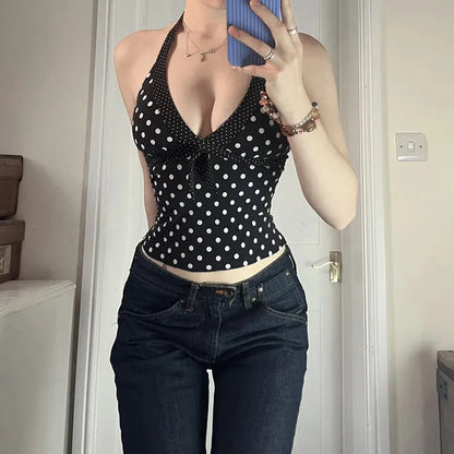 Y2K Polka Dot Halter Top