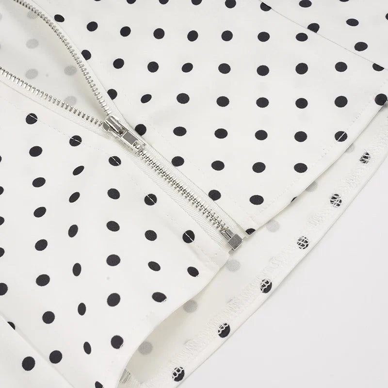 Y2K Polka Dot Lace Trim Top
