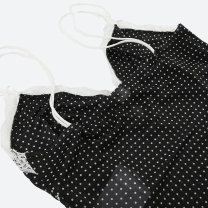 Y2K Polka Dot Mesh Top