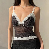 Polka Dot Mesh Crop Top