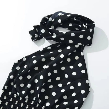 Y2K Polka Dot Scarf Halter Top