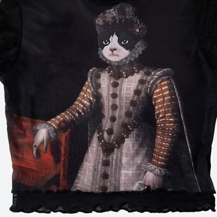 Y2K Princess Cat Crop Top