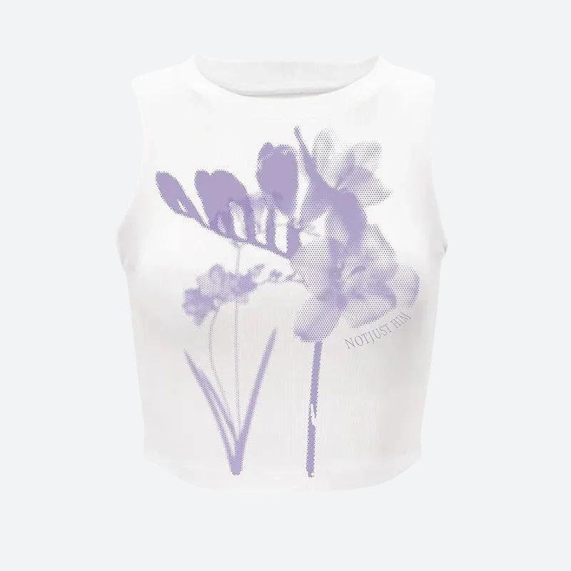 Y2K Purple Flowers Tank Top