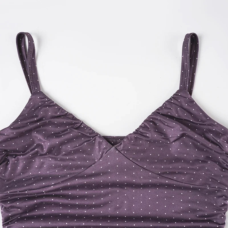Y2K Purple Polka Dot Top