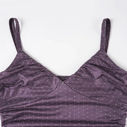 Y2K Purple Polka Dot Top