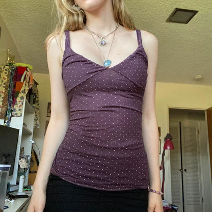 Y2K Purple Polka Dot Top