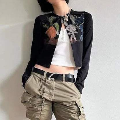 Y2K Rabbit Cropped Cardigan