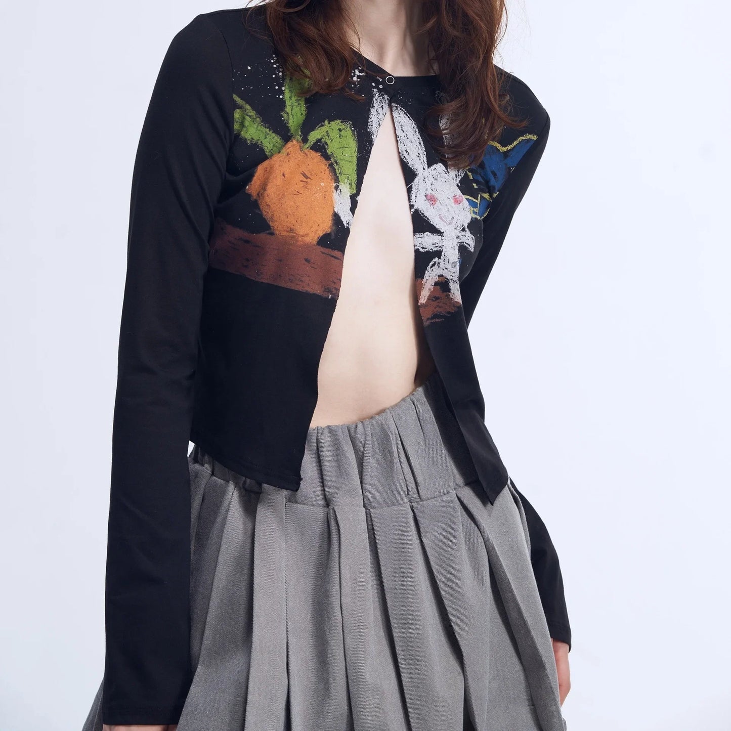 Y2K Rabbit Cropped Cardigan