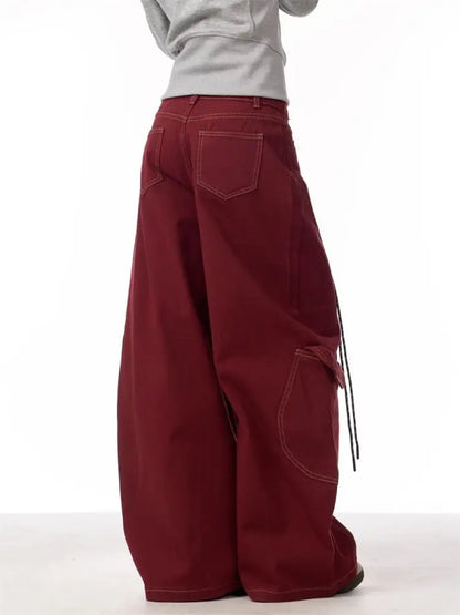 Y2K Red Baggy Cargo Pants