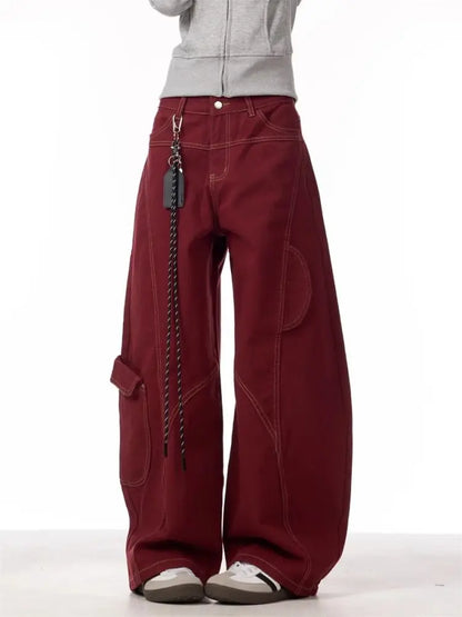 Y2K Red Baggy Cargo Pants