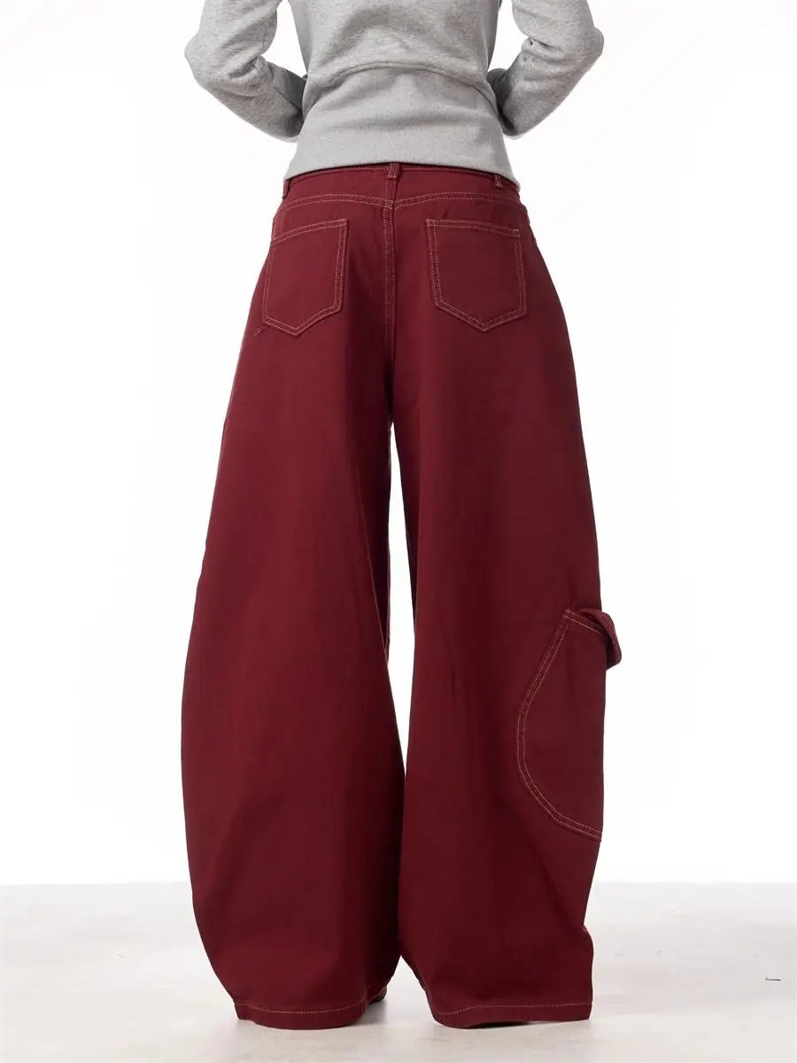 Y2K Red Baggy Cargo Pants