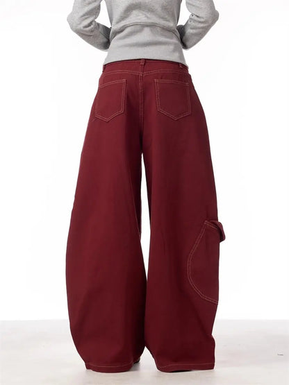 Y2K Red Baggy Cargo Pants