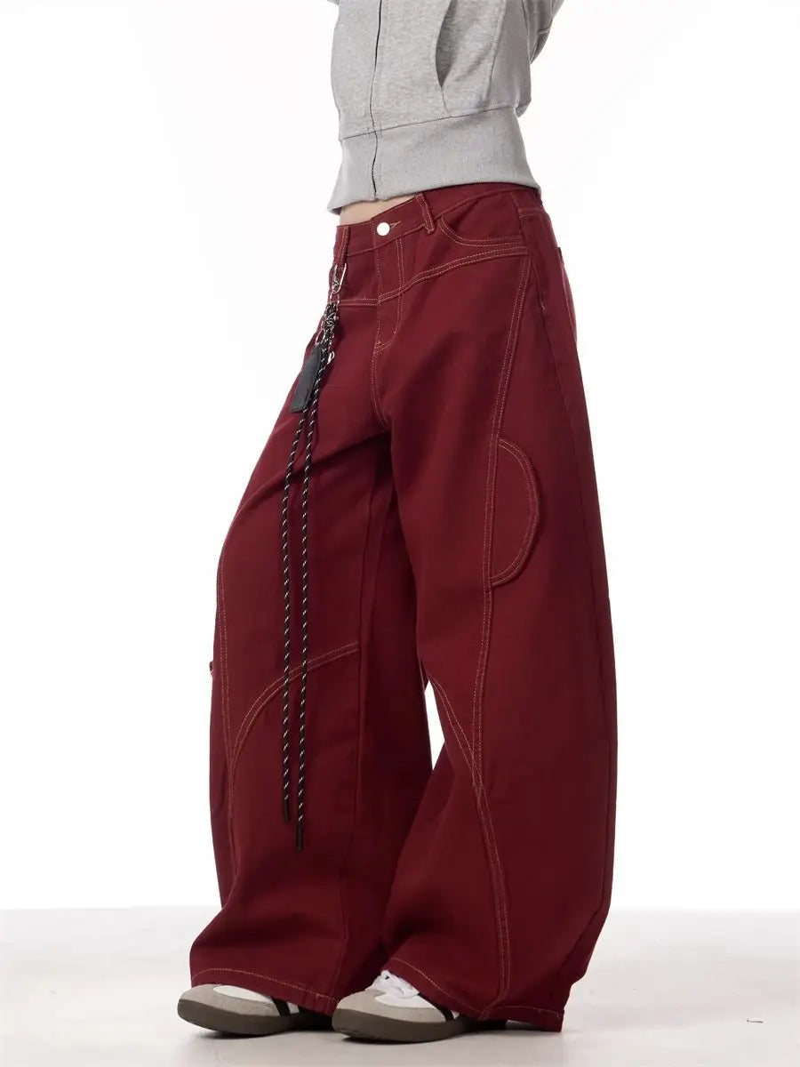 Y2K Red Baggy Cargo Pants