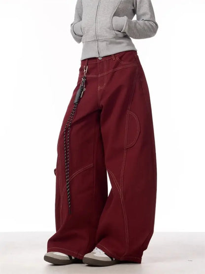 Y2K Red Baggy Cargo Pants