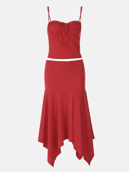 Y2K Red Top & Skirt Two Piece Set