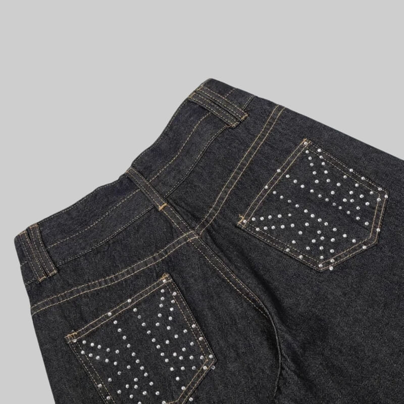 Y2K Rhinestone Detail Jeans