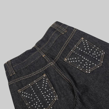 Y2K Rhinestone Detail Jeans