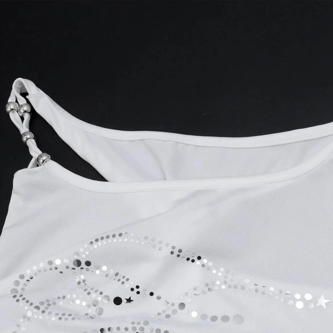 Y2K Rhinestone Tie-Up Crop Top