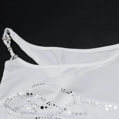 Y2K Rhinestone Tie-Up Crop Top
