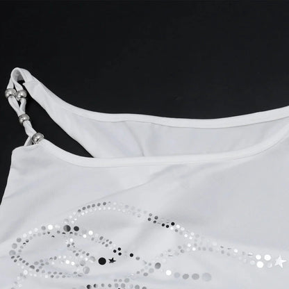 Rhinestone Tie-Up Crop Top