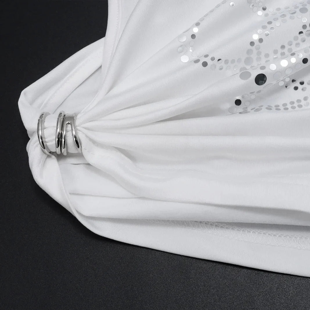 Y2K Rhinestone Tie-Up Crop Top