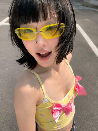 Y2K Rimless Rectangle Sunglasses