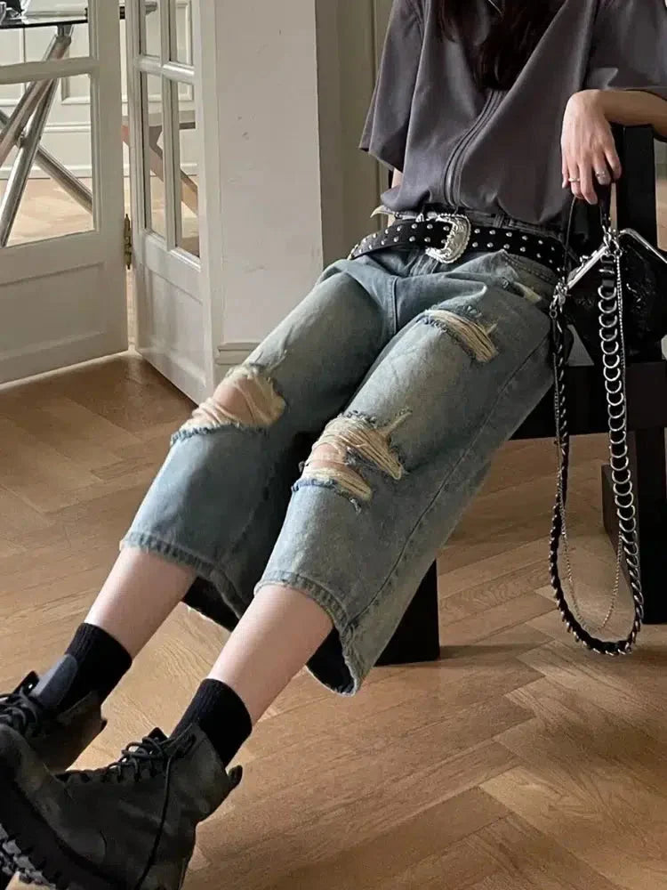 Y2K Ripped Jean Shorts