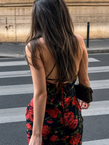 Y2K Rose Mesh Midi Dress