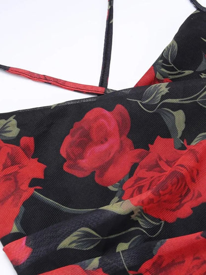 Y2K Rose Mesh Midi Dress