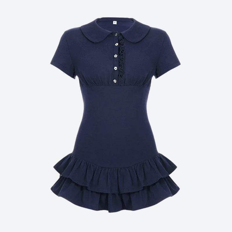 Y2K Ruffled Polo Mini Dress