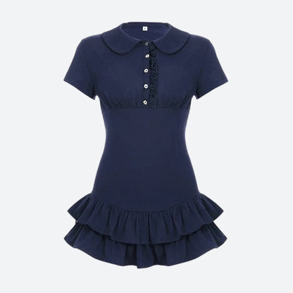 Y2K Ruffled Polo Mini Dress