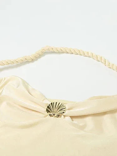 Y2K Satin Shell Halter Mini Dress
