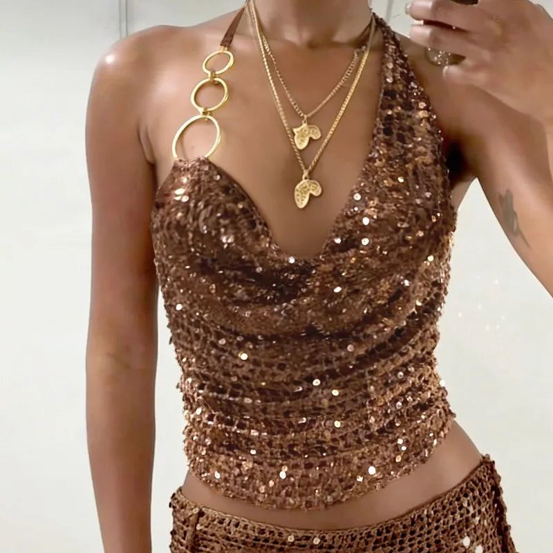 Y2K Sequin Halter Top