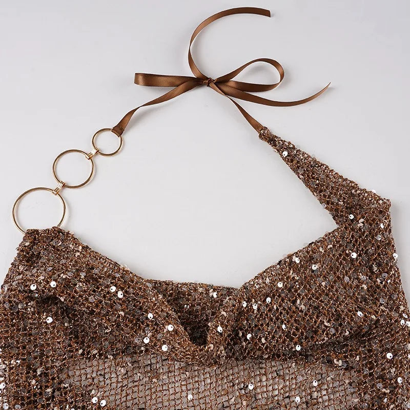 Y2K Sequin Halter Top