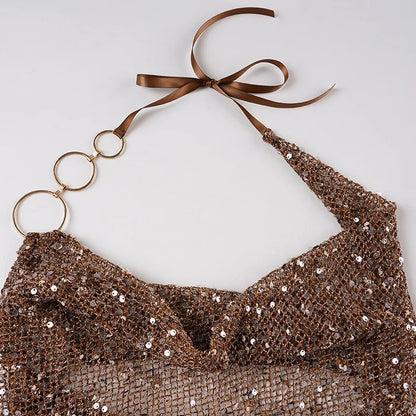 Y2K Sequin Halter Top