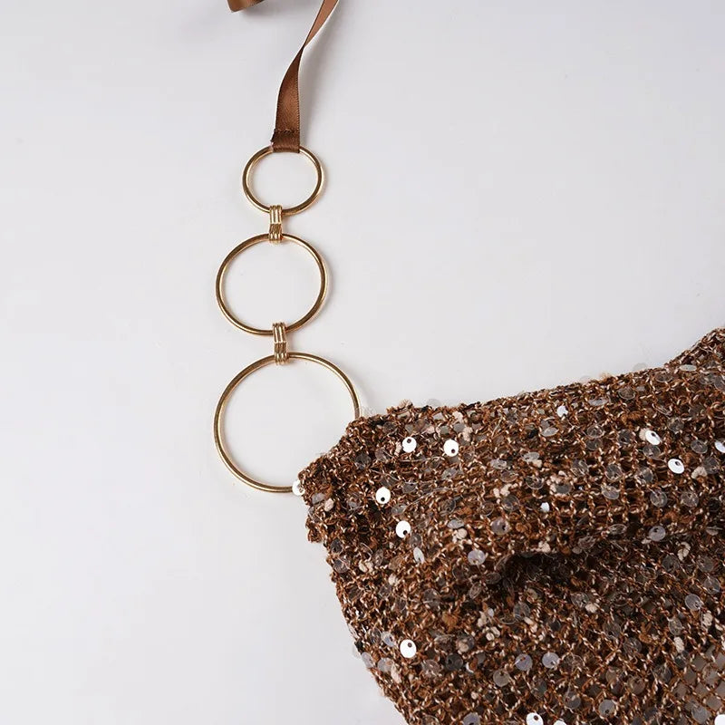 Y2K Sequin Halter Top