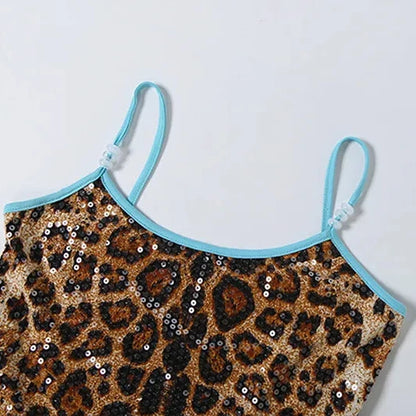 Y2K Sequin Leopard Crop Top